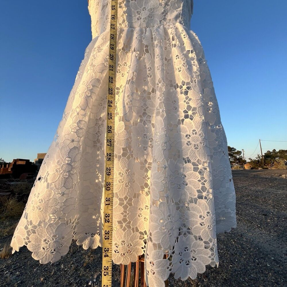 Kensie Girls White Floral Lace Fit Flare Dress Sleeveless Easter Party Size 16 - Picture 12 of 16